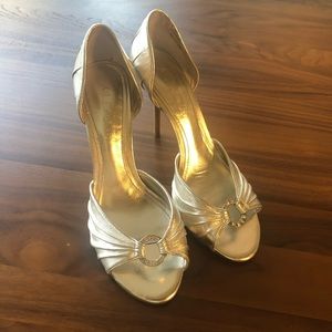 Silver Aldo Peep Toe Stilettos